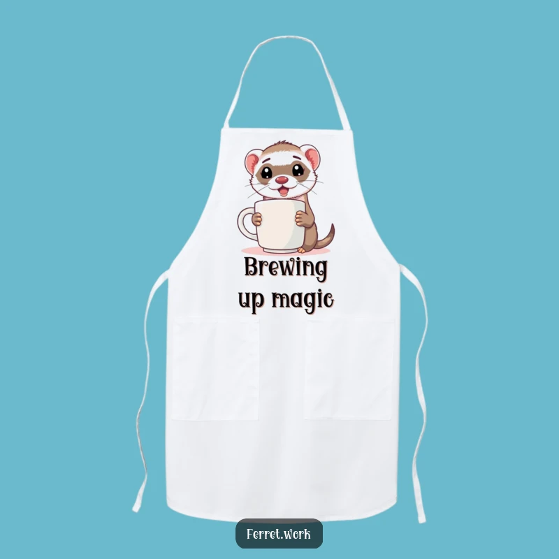 Funny Ferret Coffee Apron: Energized Chef Gift for Morning Cooks