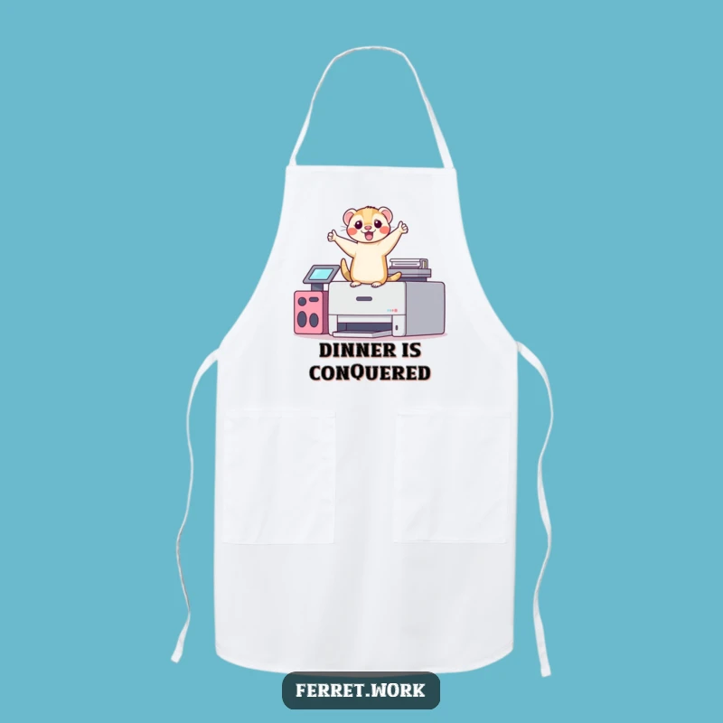 Funny Kawaii Office Ferret Printer Dance Apron, Celebrate in Style