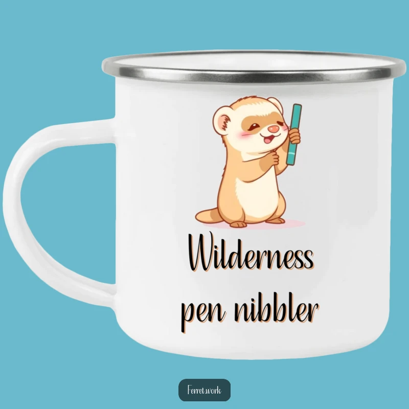 Funny Ferret Camping Mug: Rugged Pen Batting Fun, Great Humorous Gift for Outdoors