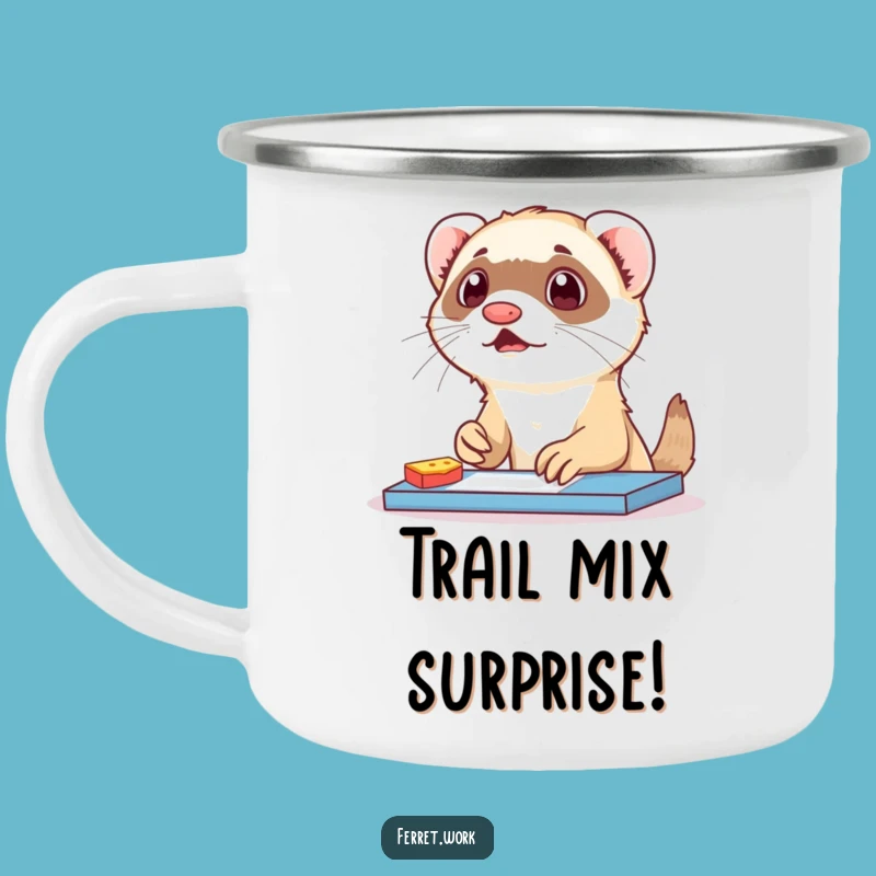 Funny Ferret Snack Surprise Camping Mug: Naughty Pet Camp Gift