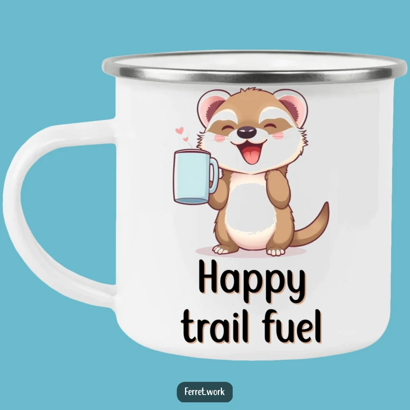 Happy Ferret Camping Mug: Cute & Funny Outdoor Coffee Joy