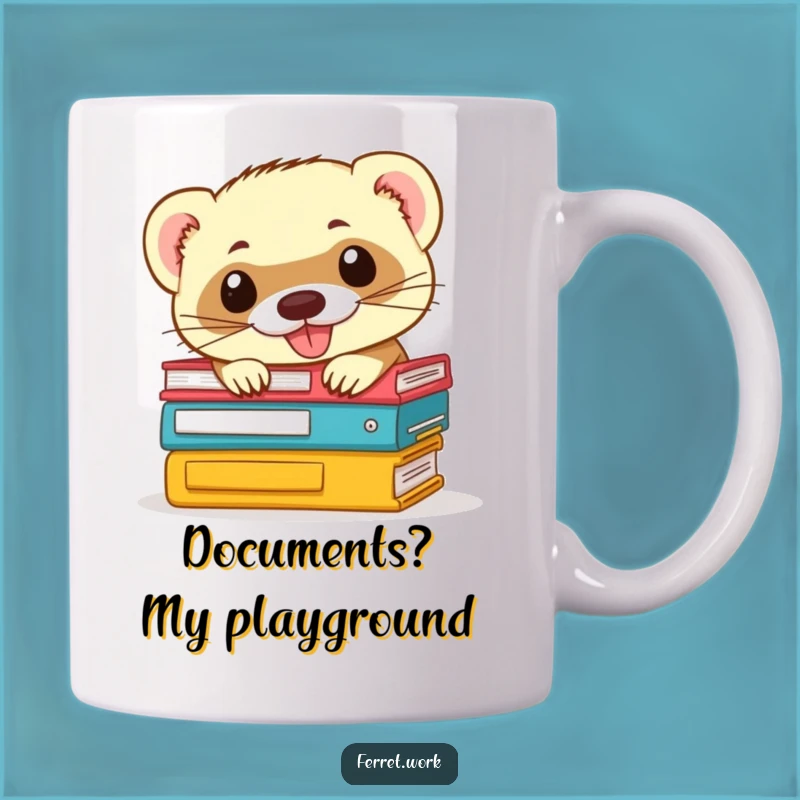 Funny Ferret Office Mug: Mischievous Desk Helper, File Chaos, Perfect Gift!