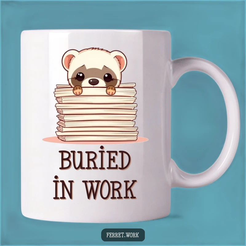 Funny Ferret Paperwork Mug: Busy Bureaucrat Pet Gift for Office