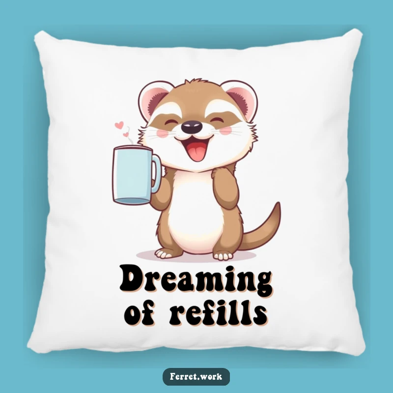 Cozy Ferret Pillow: Cute & Funny Coffee Lover's Comfort Gift