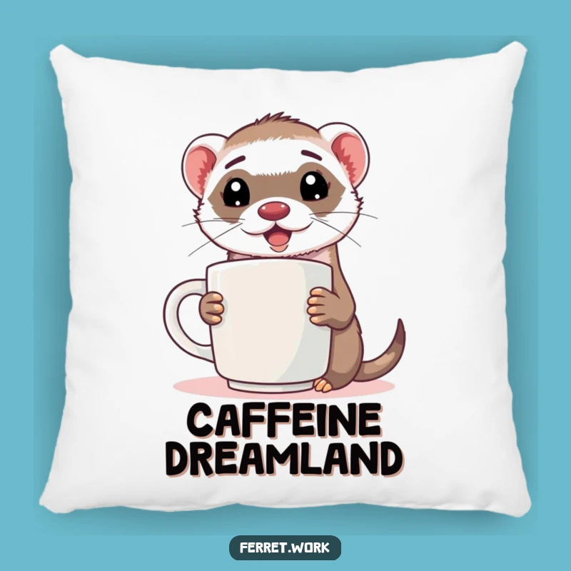 Funny Ferret Coffee Pillow: Cozy Energized Accent Gift