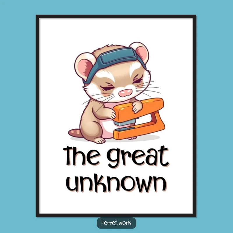 Funny Ferret Headlamp Digital Art - Curious Detective Decor Gift