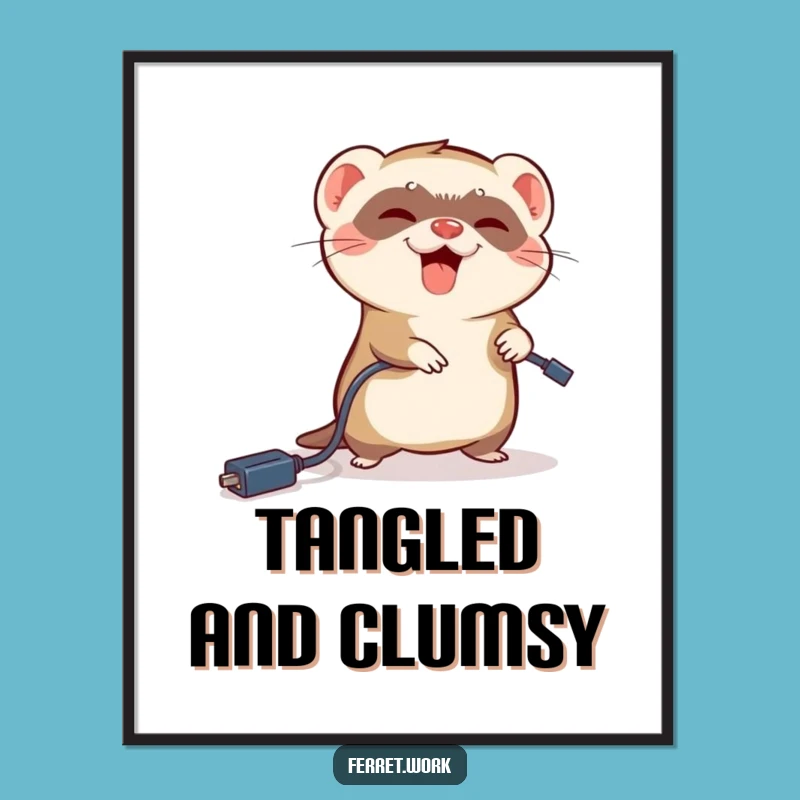 Funny Ferret Tripping Digital Art: Instant Download Clumsy Print