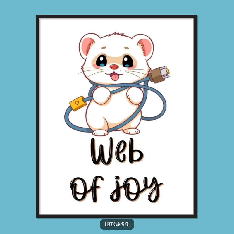 Funny Ferret Digital Print: Hilarious Network Cable Art for Walls