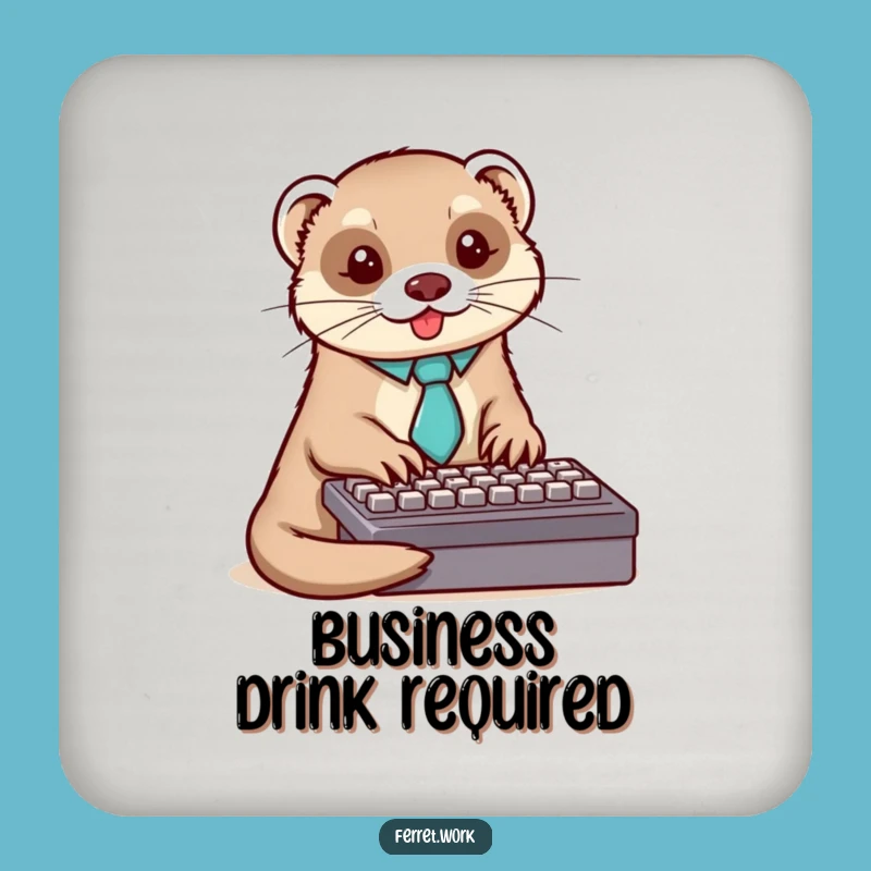 Funny Ferret Typing Coasters: Dapper Desk Decor Gift Set