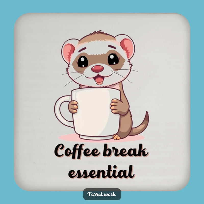Funny Ferret Coffee Coasters: Energized Desk Decor Gift Set