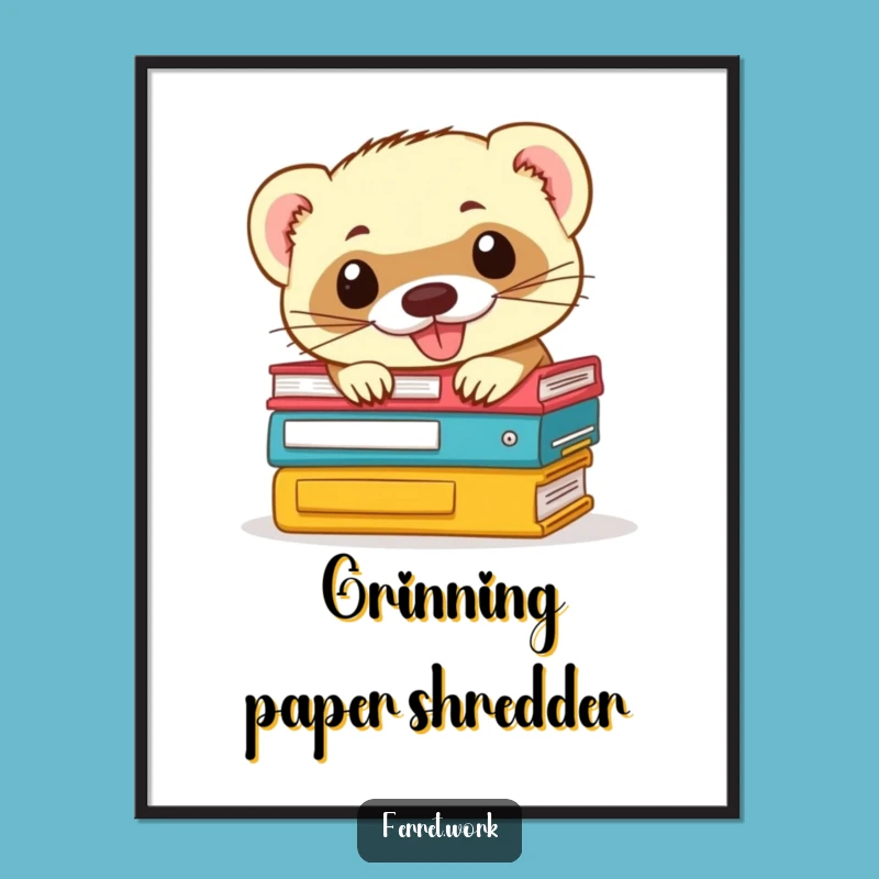Funny Ferret Office Poster: Wall Art, Mischievous Grin, Perfect Decor Gift!