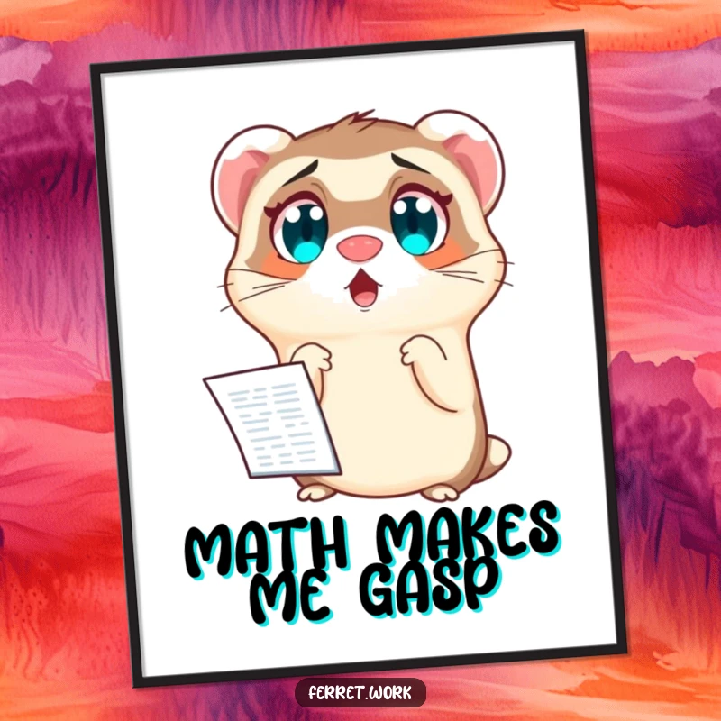 Funny poster artwork of a ferret with comically wide eyes, expressing total shock at a complex spreadsheet document.