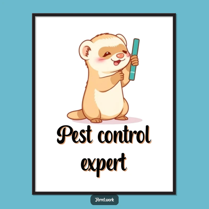 Funny Ferret Poster: Captivating Pen Batting Art, Unique Humorous Gift for Wall Decor