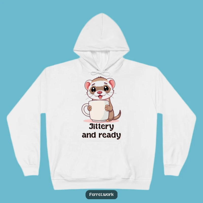 Funny Ferret Coffee Hoodie: Cozy Energized Worker Gift