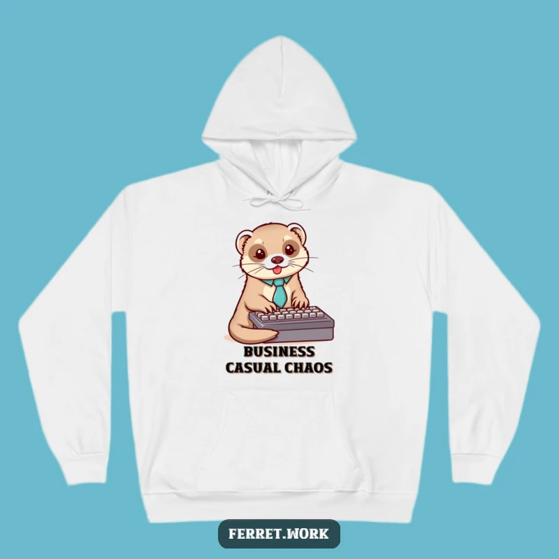 Funny Ferret Office Hoodie: Cozy Tie-Wearing Typer Gift for Comfort