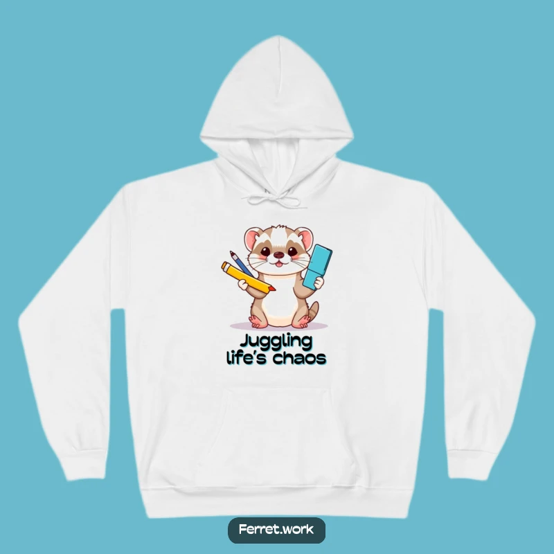 Cozy Funny Kawaii Ferret Juggling Supplies Hoodie - Warm & Witty Gift