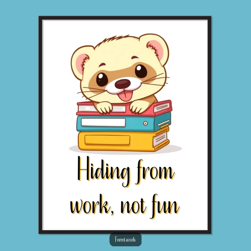 Free Printable Wall Art: Mischievous Ferret File Decor Downloadable Art