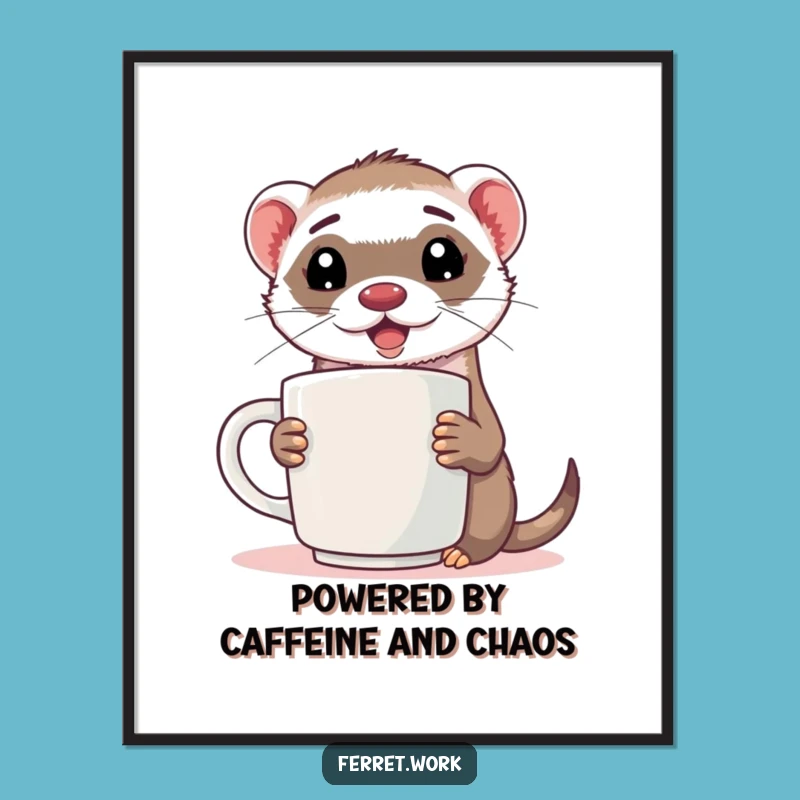 Free Printable Wall Art: Energetic Ferret - Quirky Downloadable Decor