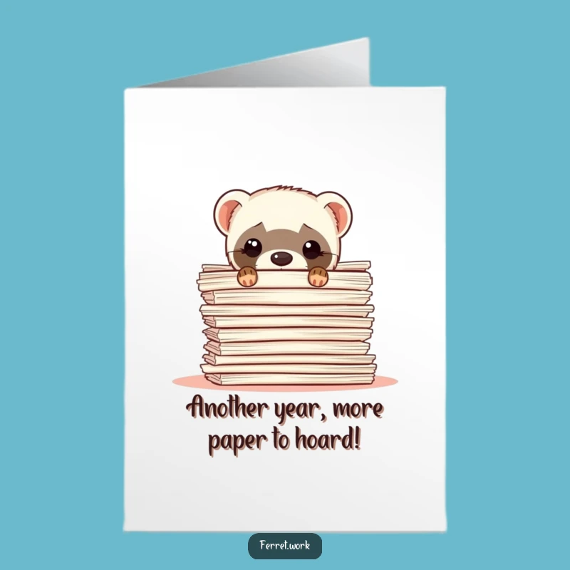 Free Printable Birthday Card: Peek-a-Boo Ferret - Funny Downloadable Gift for Paper-Lovers