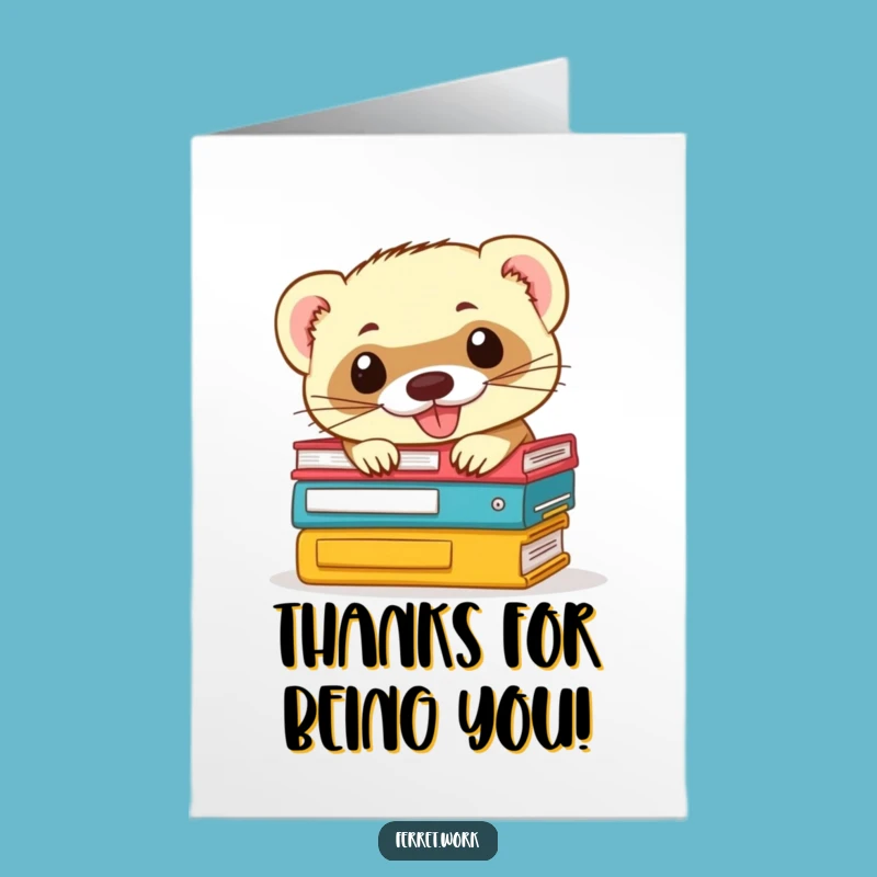 Free Printable Thank You Card: Mischievous Ferret File Fun Downloadable Gift