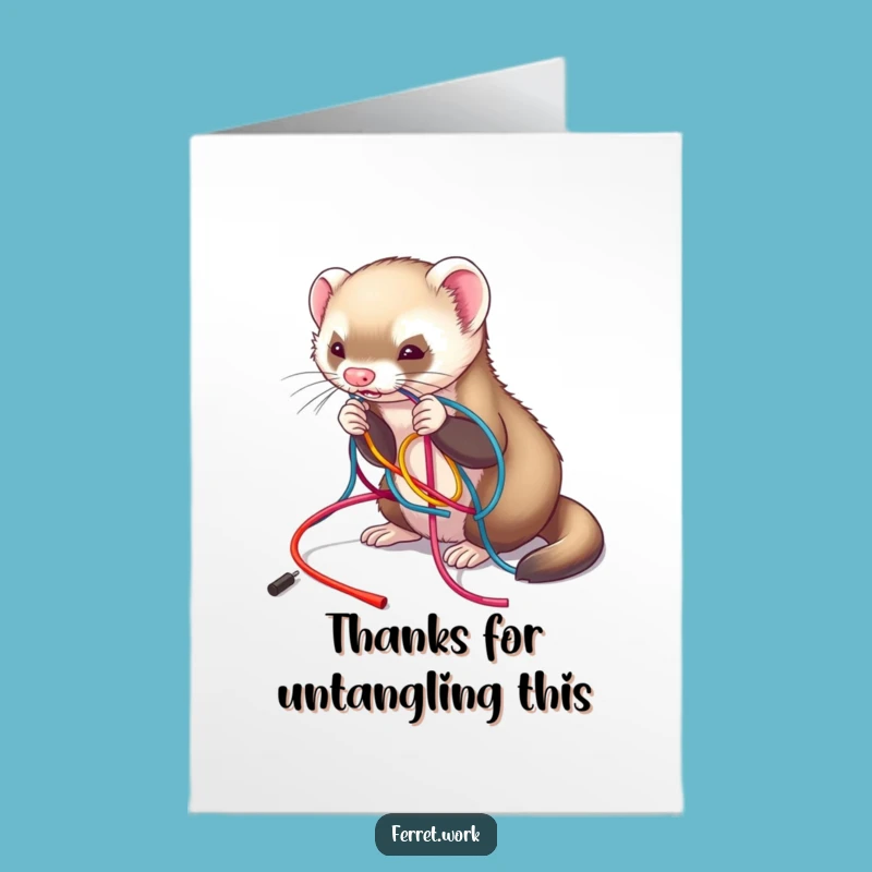 Free Printable Ferret Thank You Card: Wire Mess Downloadable Gift