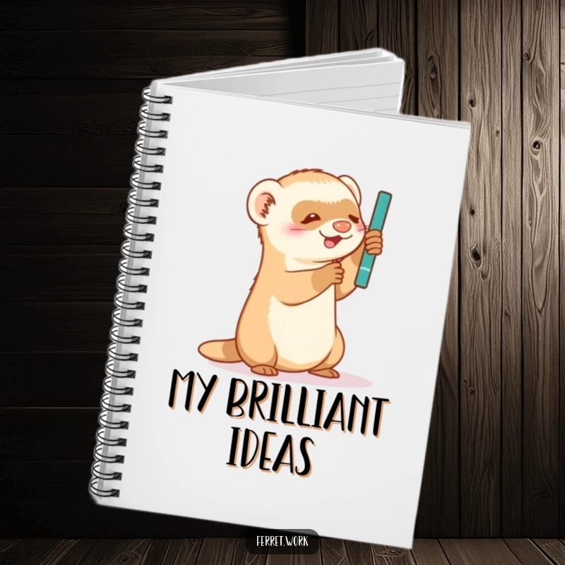 Funny Notebook: A cute ferret energetically batting at a pen, perfect for jotting down witty observations.