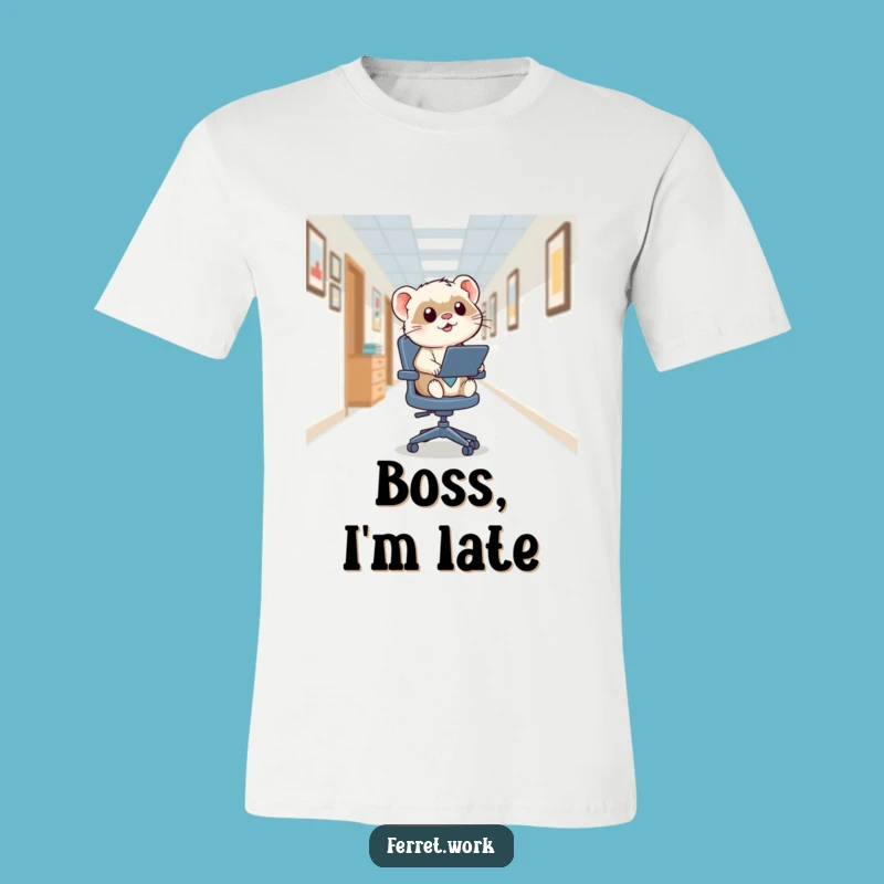 Funny Kawaii Office Ferret Zooming T-Shirt, Hilarious Gift Idea