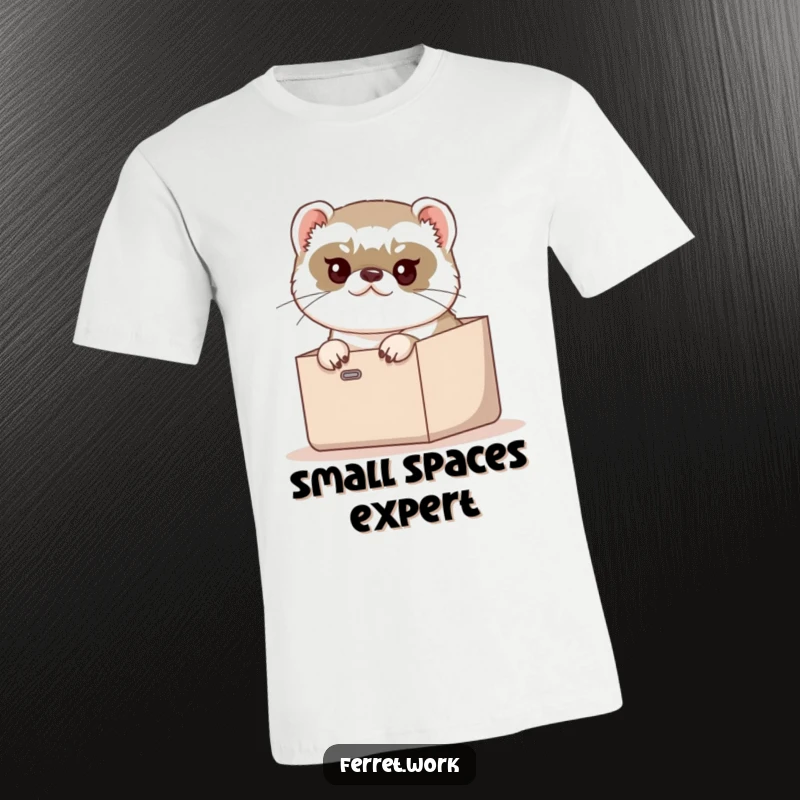 Funny T-Shirt: A determined ferret comically trying to fit into a ridiculously small inbox, representing a hilarious struggle.
