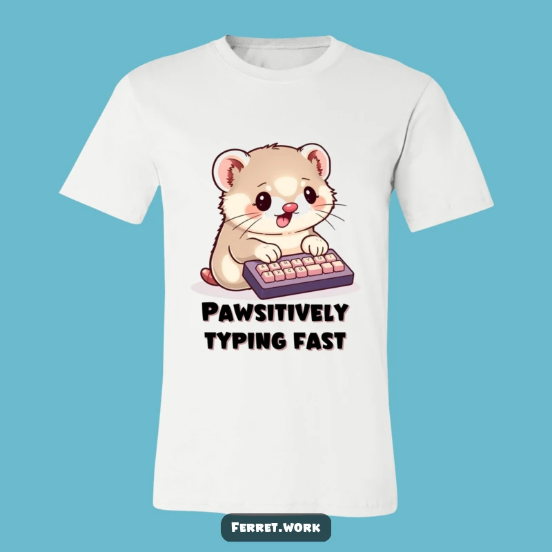 Funny Kawaii Ferret T-Shirt: Busy Typist Animal Lover Tee