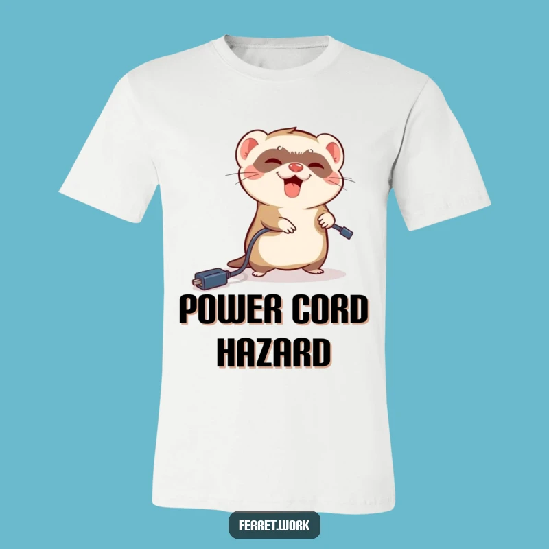Funny Ferret Tripping T-Shirt: Clumsy Cord Mishap Gift Tee