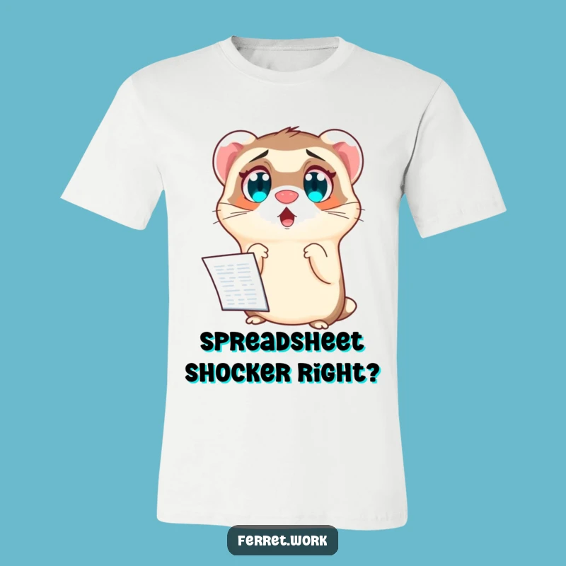 Funny Spreadsheet Freak-Out T-Shirt: Wide-Eyed Ferret Office Humor