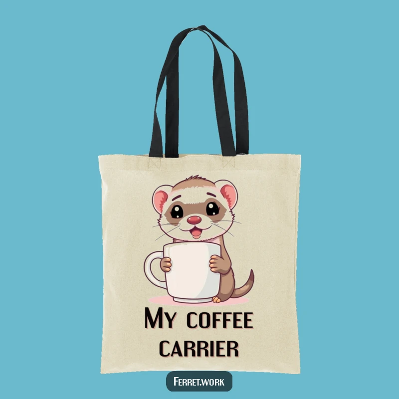 Funny Ferret Coffee Tote Bag: Energized Companion Gift Holder