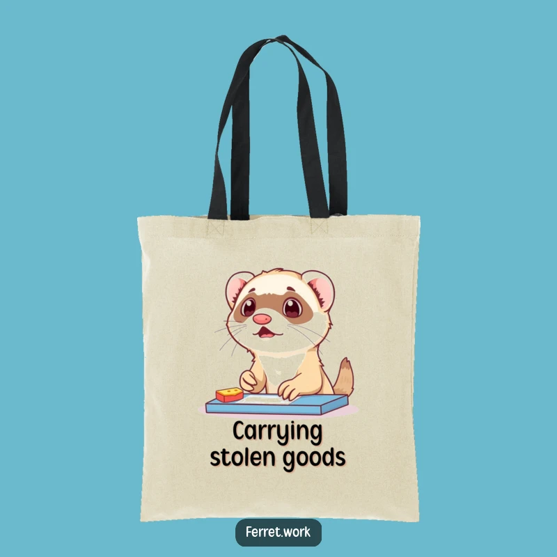 Funny Ferret Snack Surprise Tote Bag: Naughty Desk Pet Carry-All Gift
