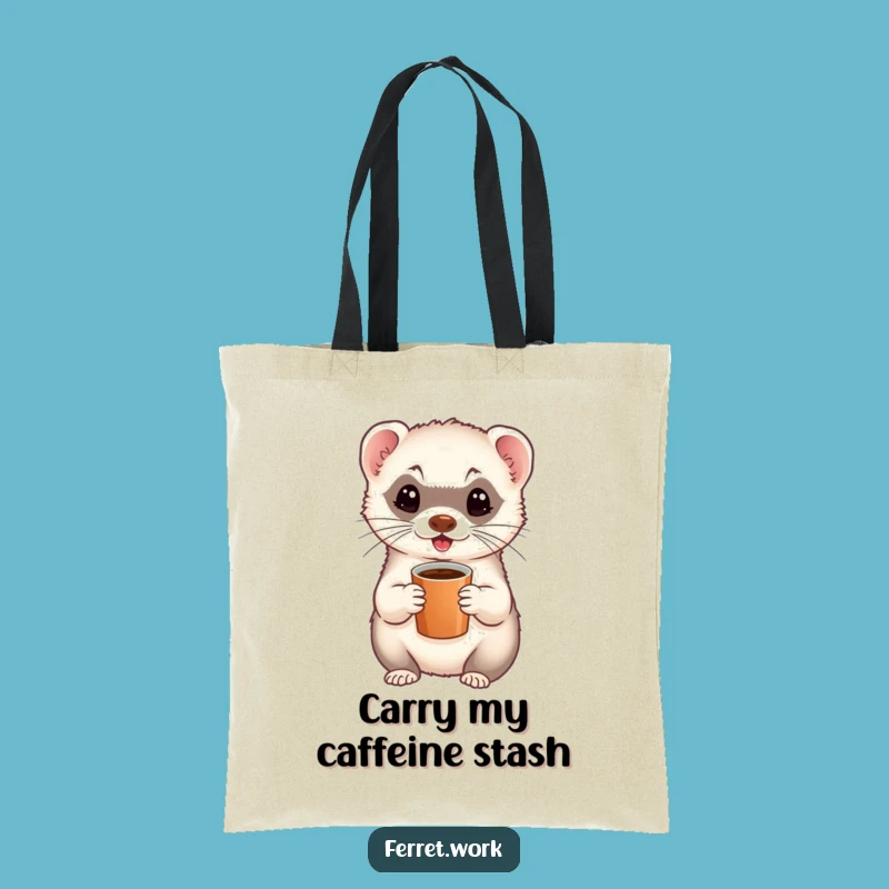 Funny Ferret Tote Bag - Carry Your Energy & Coffee Gift