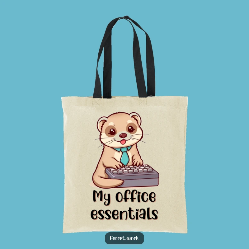Funny Ferret Typing Tote Bag: Dapper Office Companion Gift